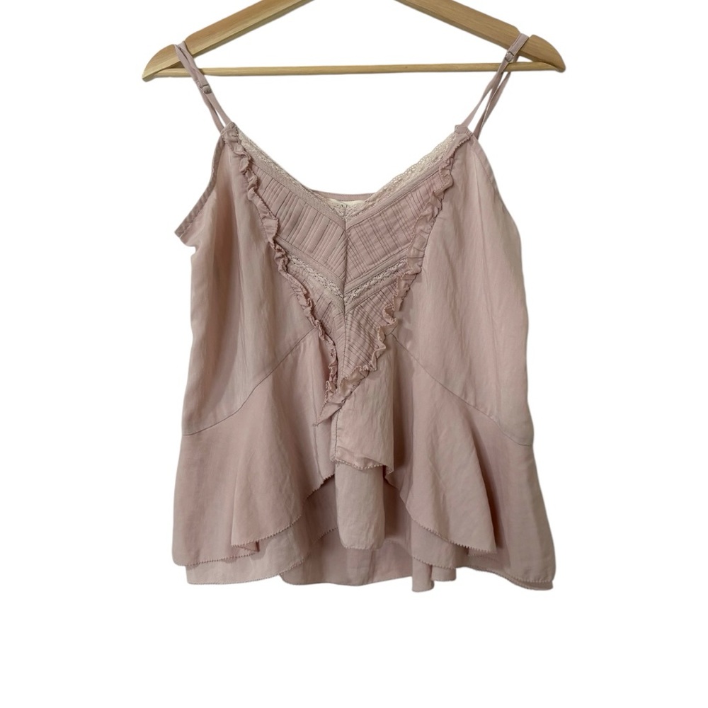 Lovestitch Pink Asymmetrical Ruffled Camisole
